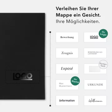 Naturkarton-Mappe 1-teilig in Schwarz mit Laschen