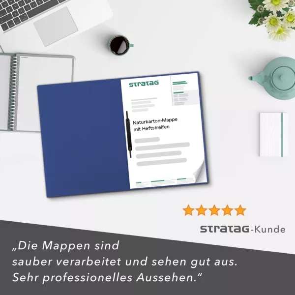 Naturkarton-Mappe 1-teilig in Königsblau mit 1 Heftstreifen