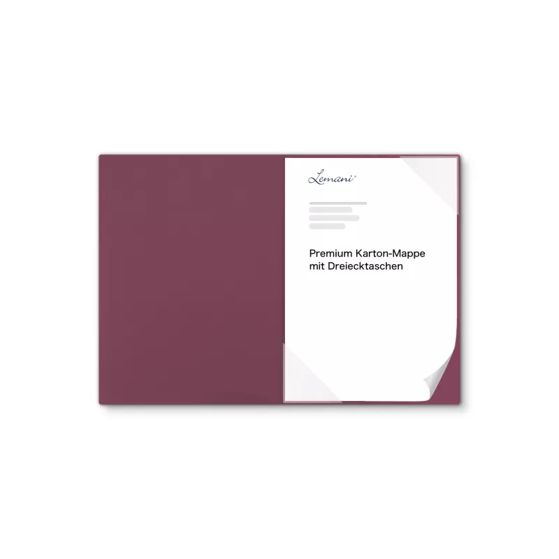 Premium Karton-Mappe 1-teilig in Bordeaux mit Dreiecktaschen