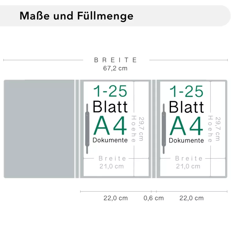 Naturkarton-Mappe 3-teilig in Königsblau mit runder Metallklammer und 2 Heftstreifen
