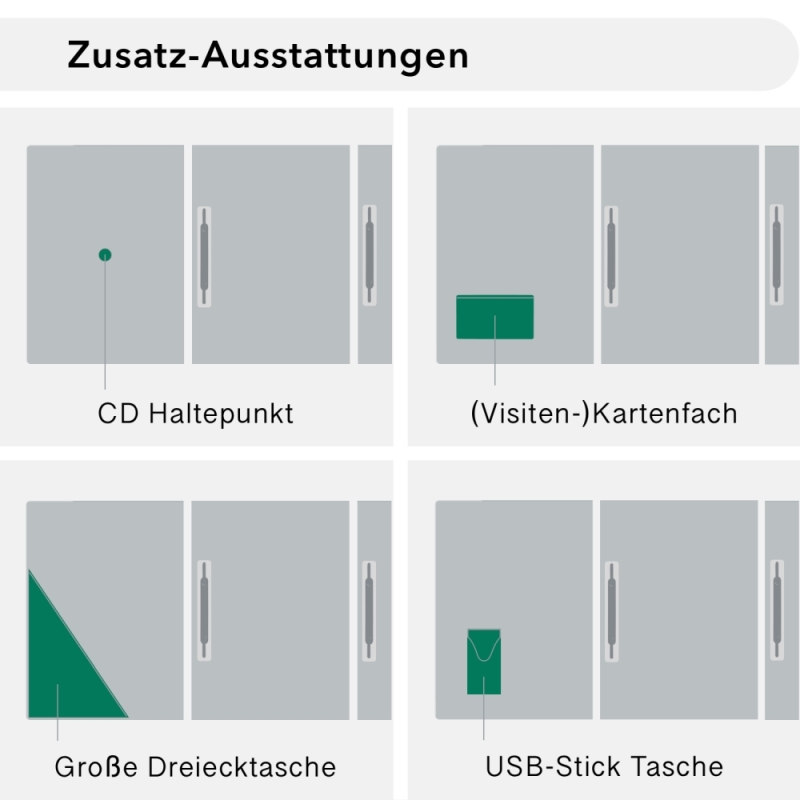 Naturkarton-Mappe 3-teilig in Königsblau mit Dreiecktaschen (re.) und 2 Heftstreifen