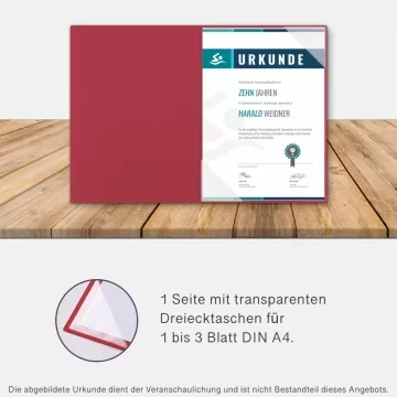 Naturkarton-Mappe 1-teilig in Rubinrot mit Dreiecktaschen