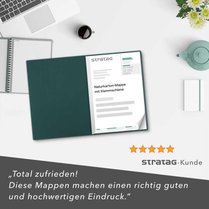 Naturkarton-Mappe 1-teilig in Tannengrün mit 1 Klemmschiene