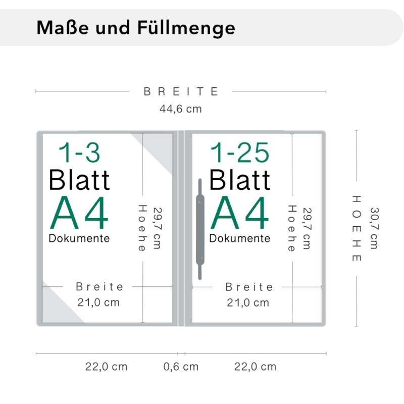 Naturkarton-Mappe 2-teilig in Steingrau mit Dreiecktaschen und 1 Heftstreifen