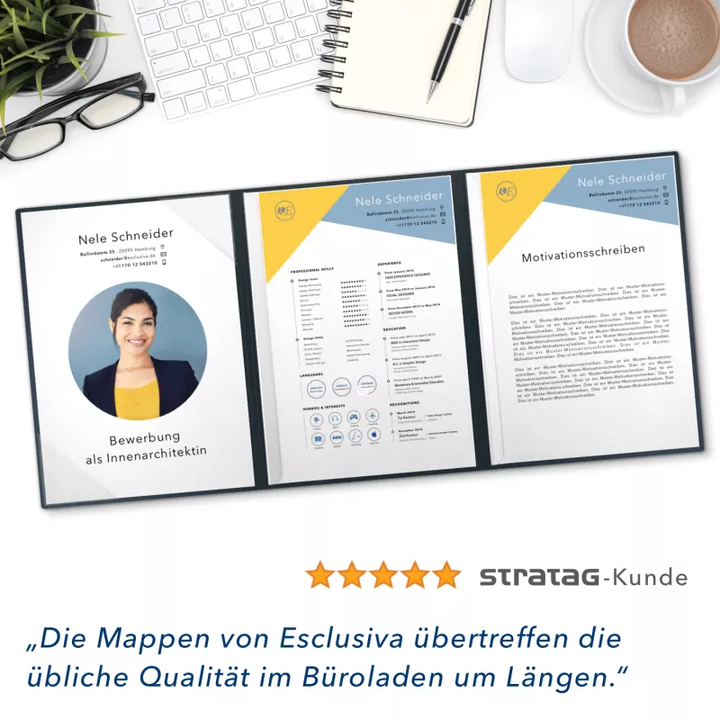 Esclusiva® Exzellent-plus 4-teilige Bewerbungsmappe Metallic-Effekt