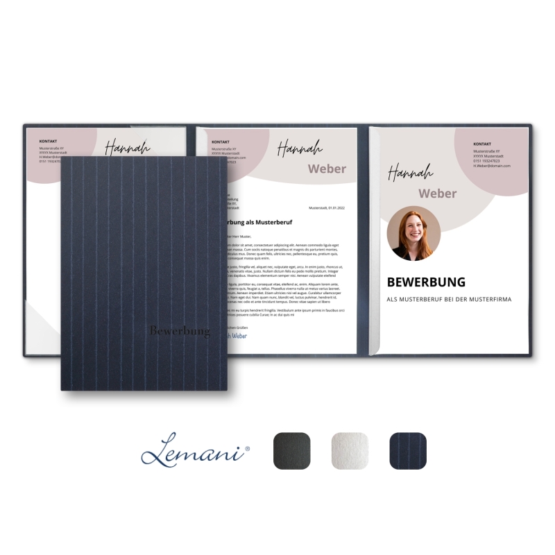 Lemani® PRESTIGE 3-teilige Bewerbungsmappe Textil-Design