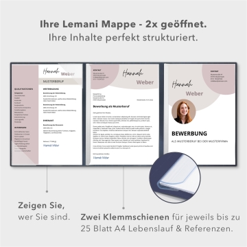 Lemani® PRESTIGE 3-teilige Bewerbungsmappe Textil-Design