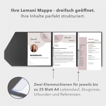 Lemani® PREMIUM 4-teilige Bewerbungsmappe Textil-Design