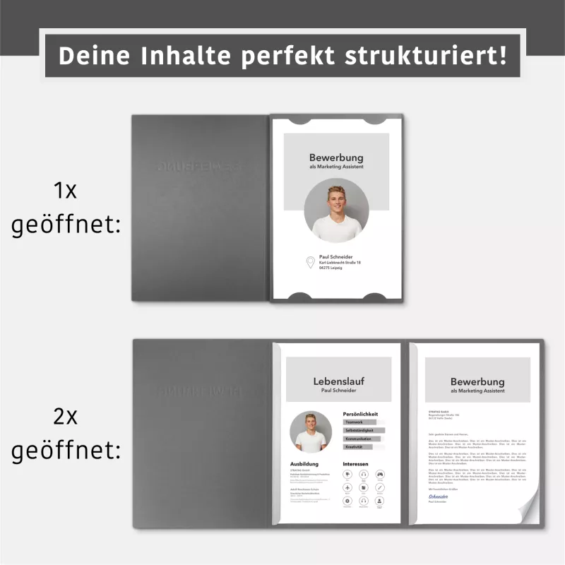 5 Stück Bewerbungsmappen favorit© 3-teilig Naturkarton