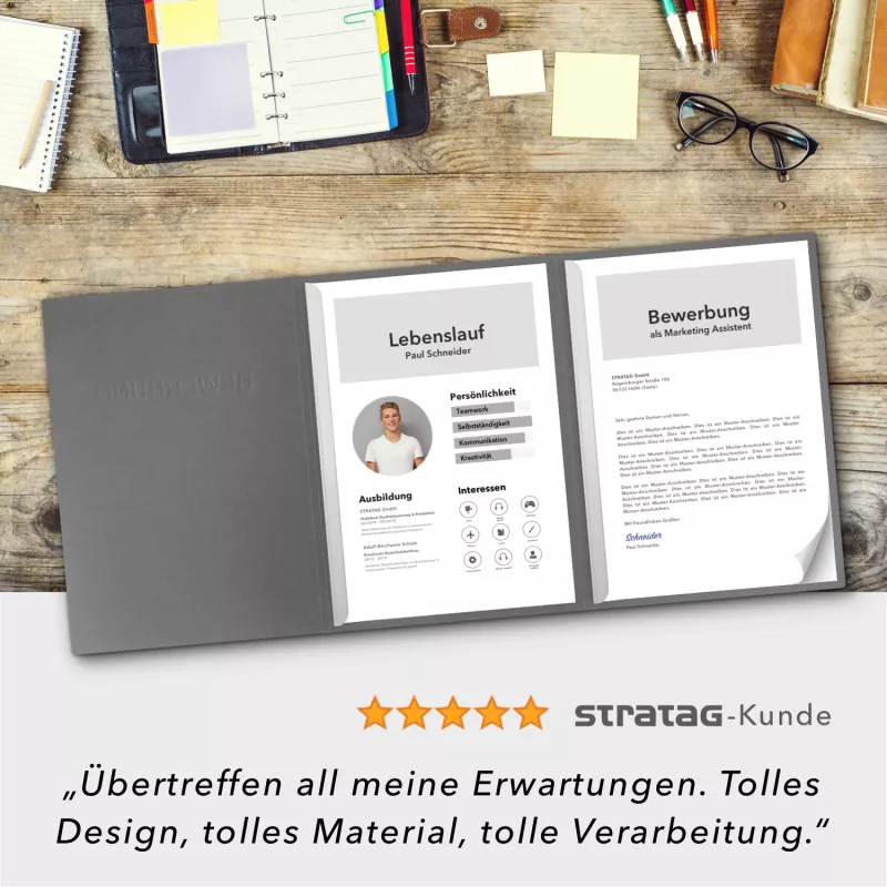 5 Stück Bewerbungsmappen favorit© 3-teilig Naturkarton