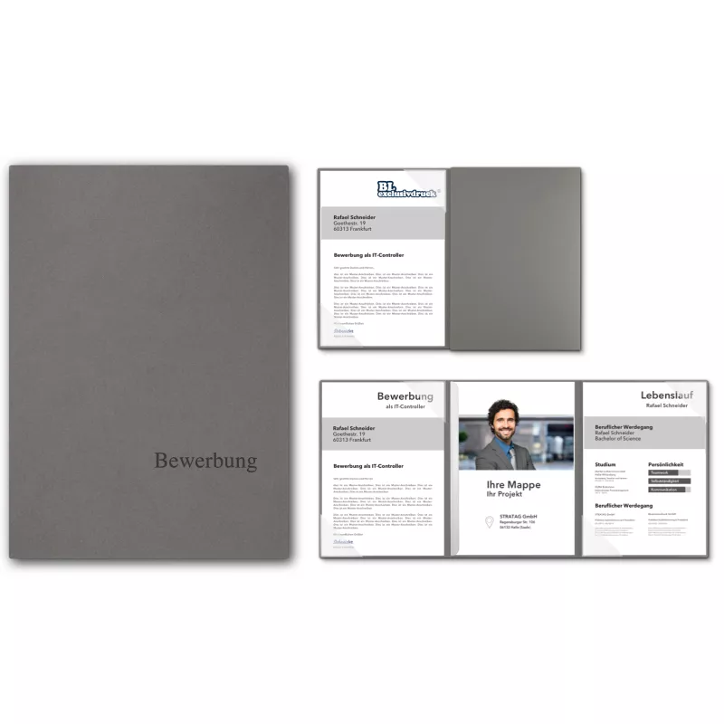 BL-exclusivdruck® EASY 3-teilige Bewerbungsmappe Naturkarton