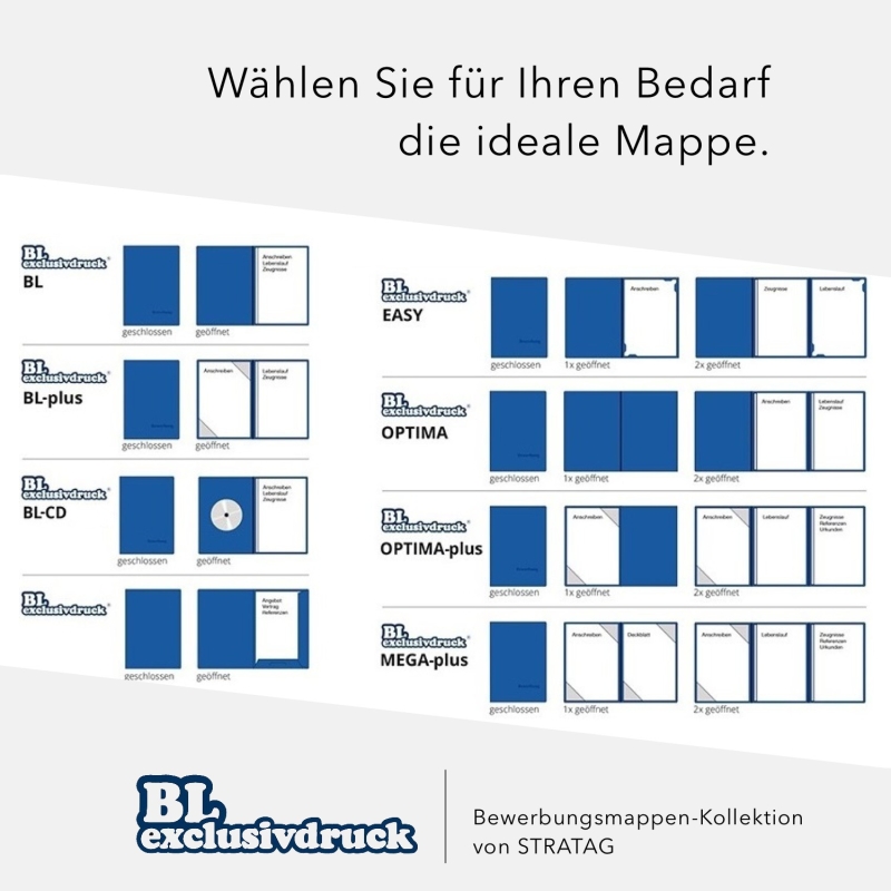 BL-exclusivdruck® OPTIMA-plus 3-teilige Bewerbungsmappe Naturkarton