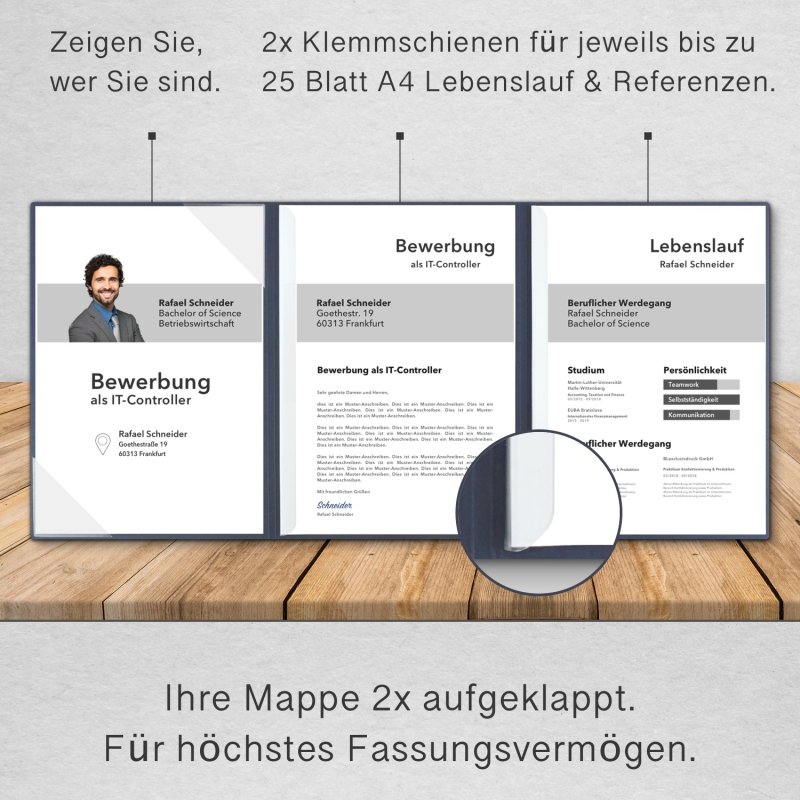 BL-exclusivdruck® MEGA-plus 4-teilige Bewerbungsmappe Naturkarton