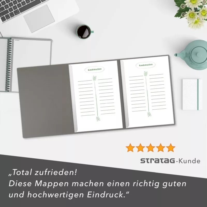5 Stück Kondolenzmappen BL-exclusivdruck® OPTIMA Naturkarton