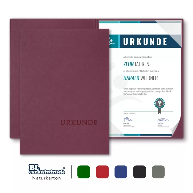 5 Stück Urkundenmappen BL-exclusivdruck® BASIC Naturkarton