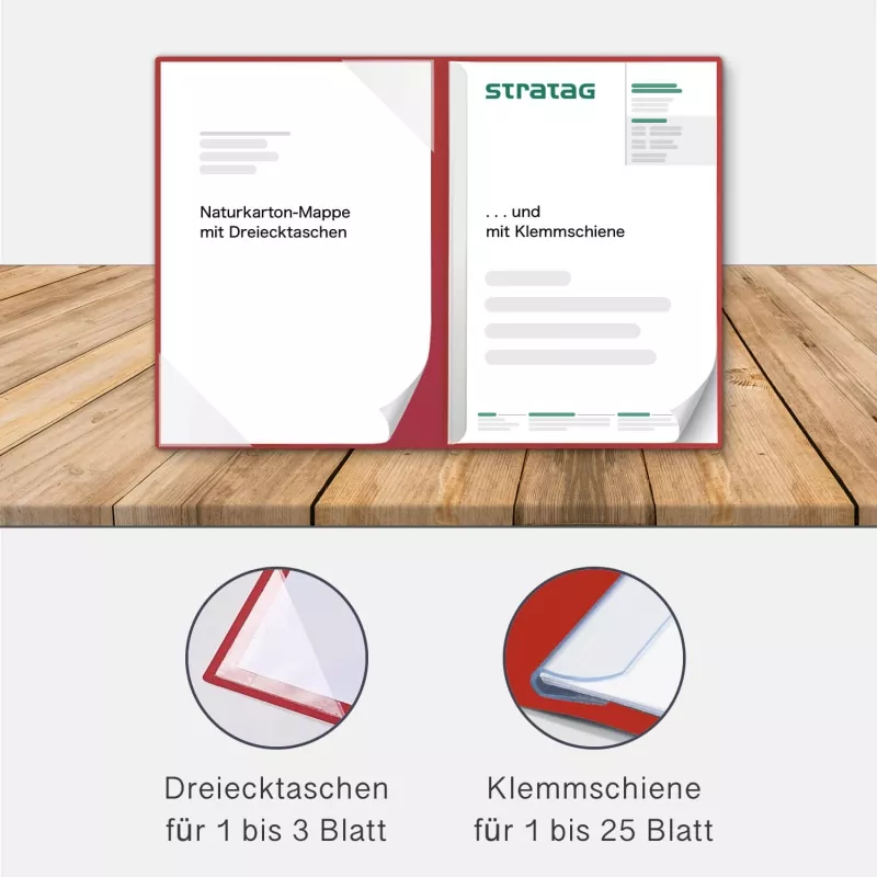 25 Stück Zeugnisübergabemappen BL-exclusivdruck® BL-plus Naturkarton mit zwei Heißfolienprägungen