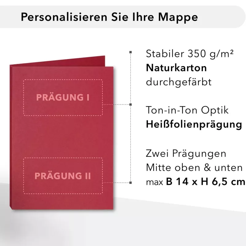25 Stück Zeugnisübergabemappen BL-exclusivdruck® BL-plus Naturkarton mit zwei Heißfolienprägungen