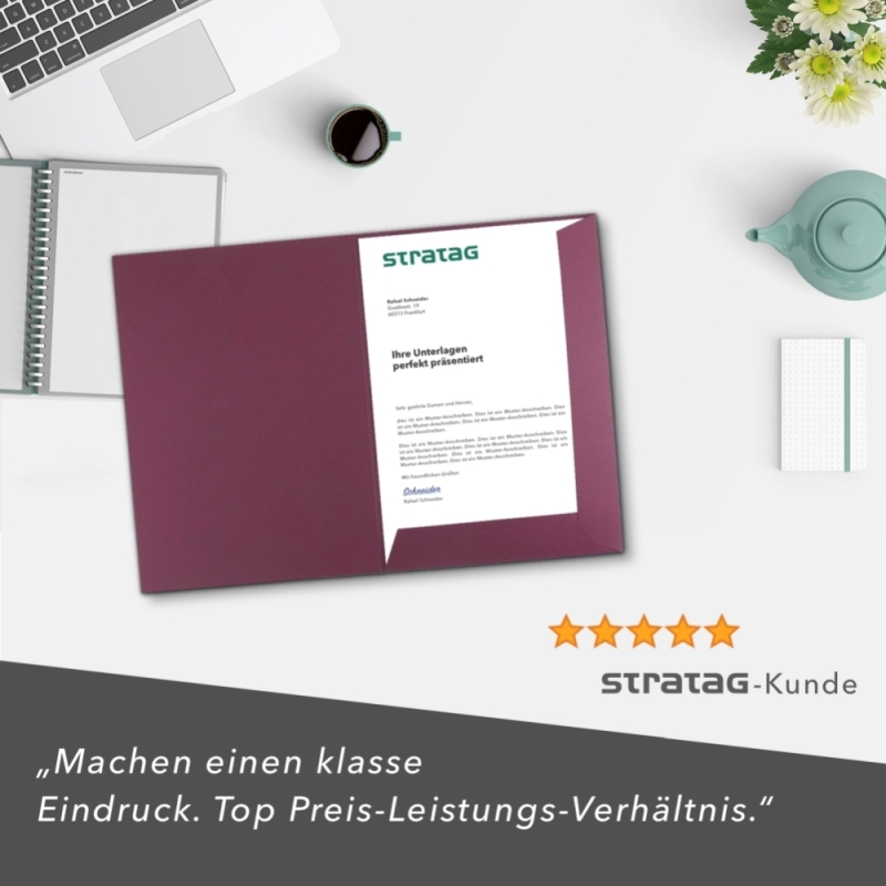 5 Stück Präsentationsmappen BL-exclusivdruck® Naturkarton