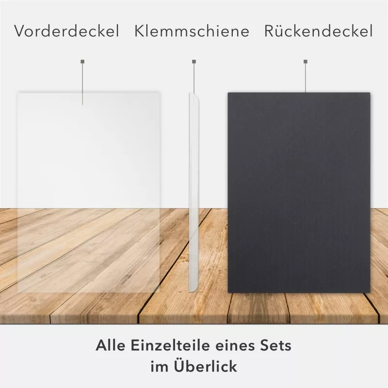 6 Stück STRATAG Klemmmappen Klemmschienen-Set Premium-Karton