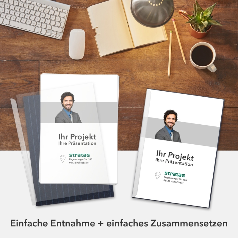 6 Stück STRATAG Klemmmappen Klemmschienen-Set