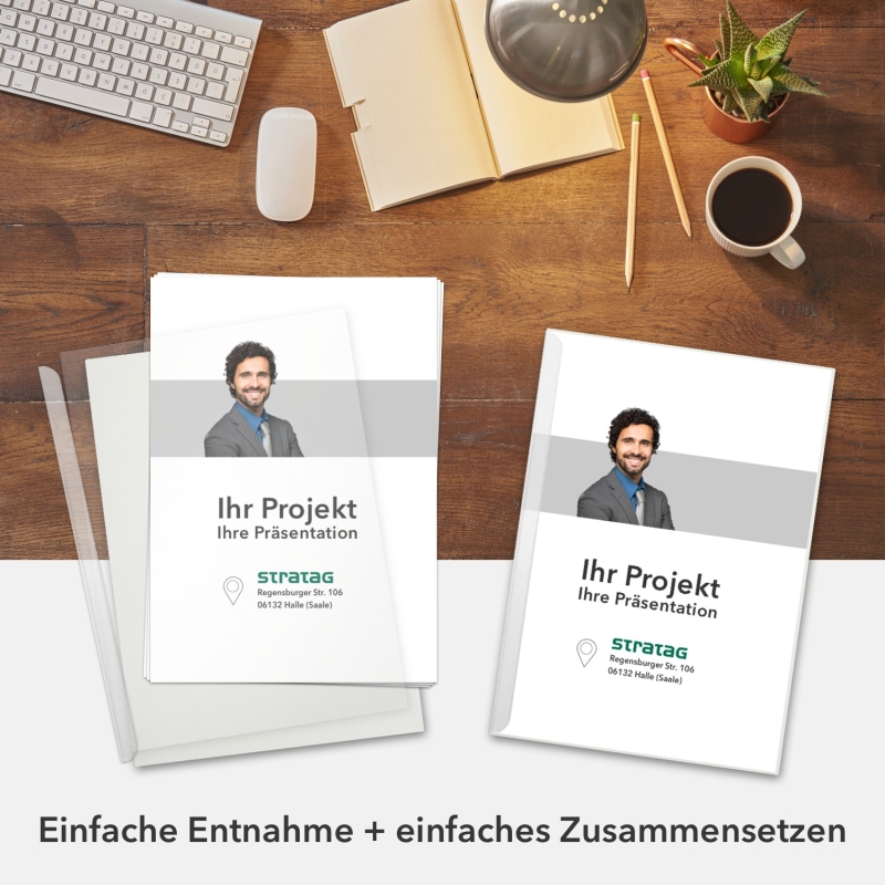 6 Stück STRATAG Klemmmappen Klemmschienen-Set