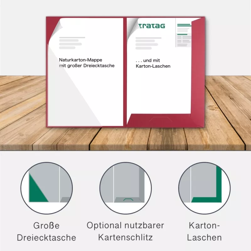 10 Stück Angebotsmappen mit Laschen und großer Dreiecktasche BLexclusivdruck® Naturkarton (1373)