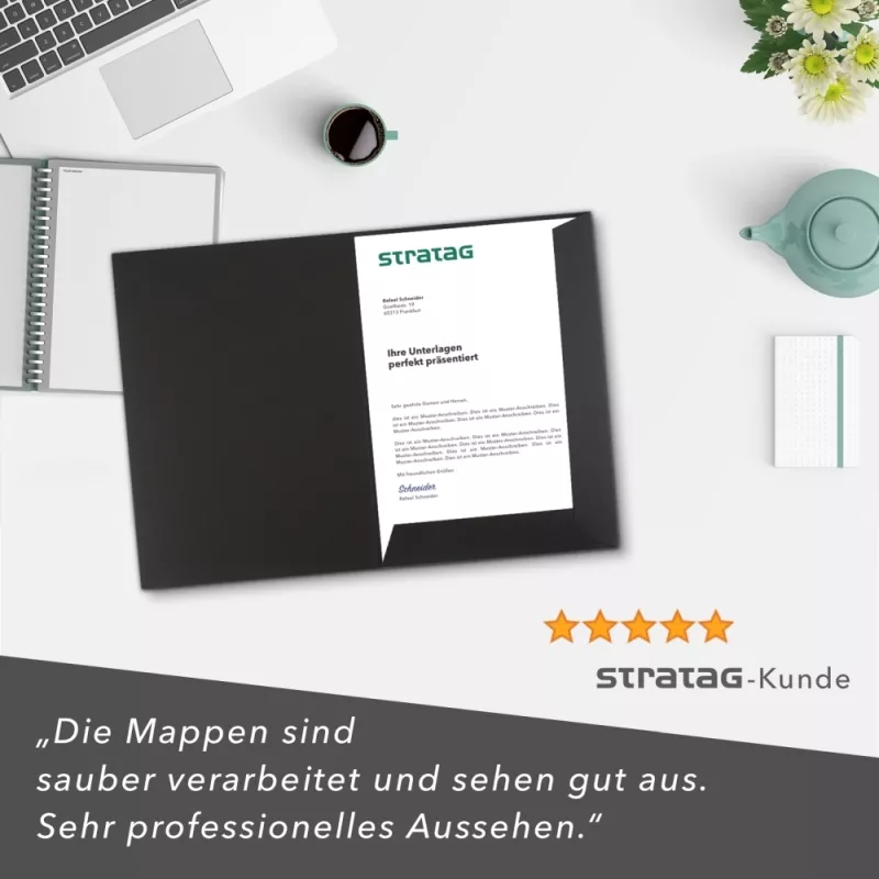 10 Stück Präsentationsmappen mit Laschen BL-exclusivdruck® Naturkarton (1751)