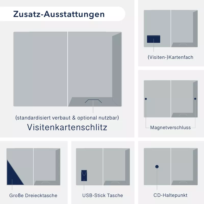 10 Stück Präsentationsmappen mit Laschen Lemani® Premium-Karton (1731)