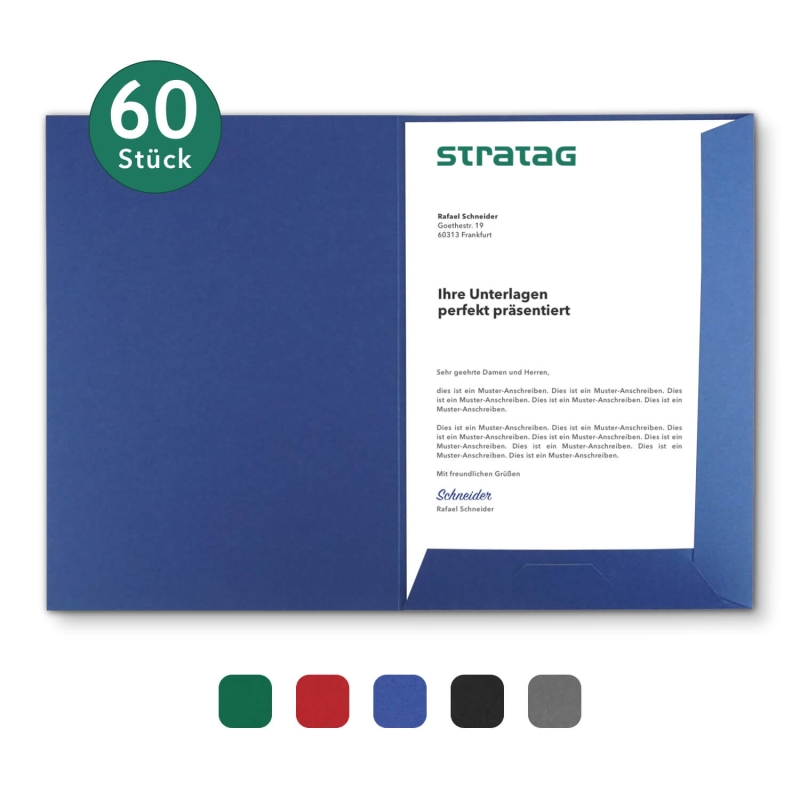 60 Stück Präsentationsmappen mit Laschen BL-exclusivdruck® Naturkarton