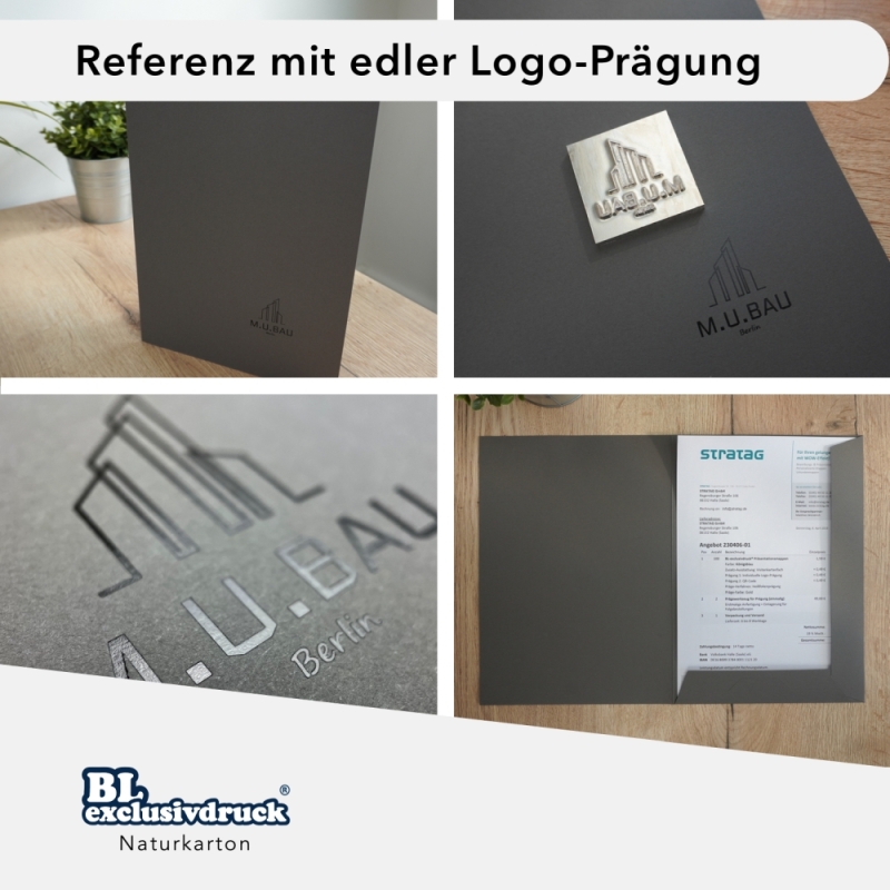 100 Stück Präsentationsmappen mit Laschen BL-exclusivdruck® Naturkarton