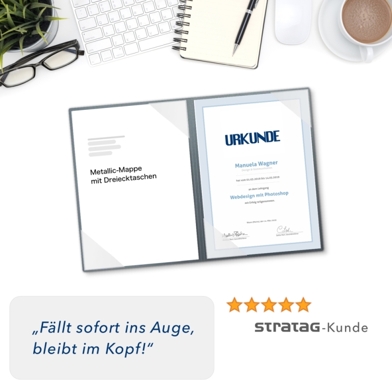 8 Stück Urkundenmappen Esclusiva® Basic-plus Metallic-Effekt