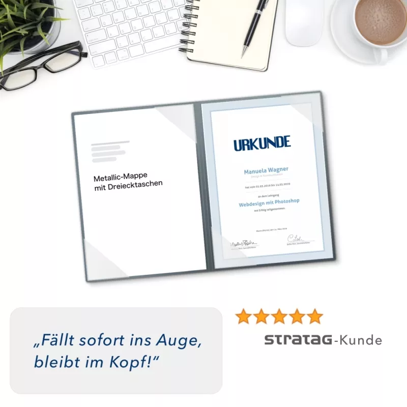 5 Stück Urkundenmappen Esclusiva® Basic-plus Metallic-Effekt
