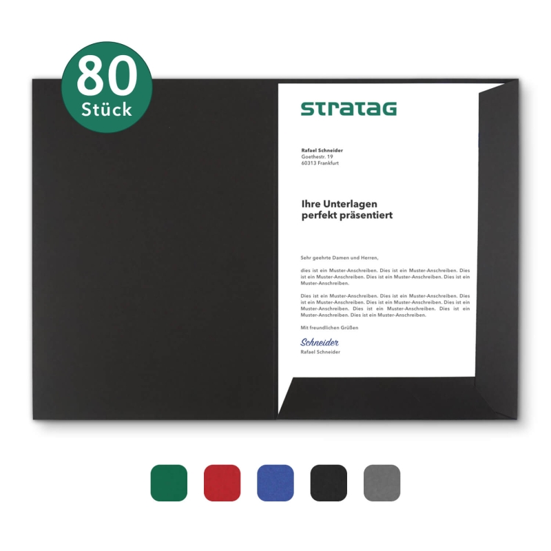 80 Stück Präsentationsmappen mit Laschen BL-exclusivdruck® Naturkarton