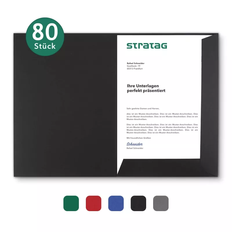 80 Stück Präsentationsmappen mit Laschen BL-exclusivdruck® Naturkarton