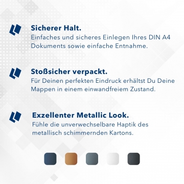 8 Stück Urkundenmappen Esclusiva® Basic Metallic-Effekt