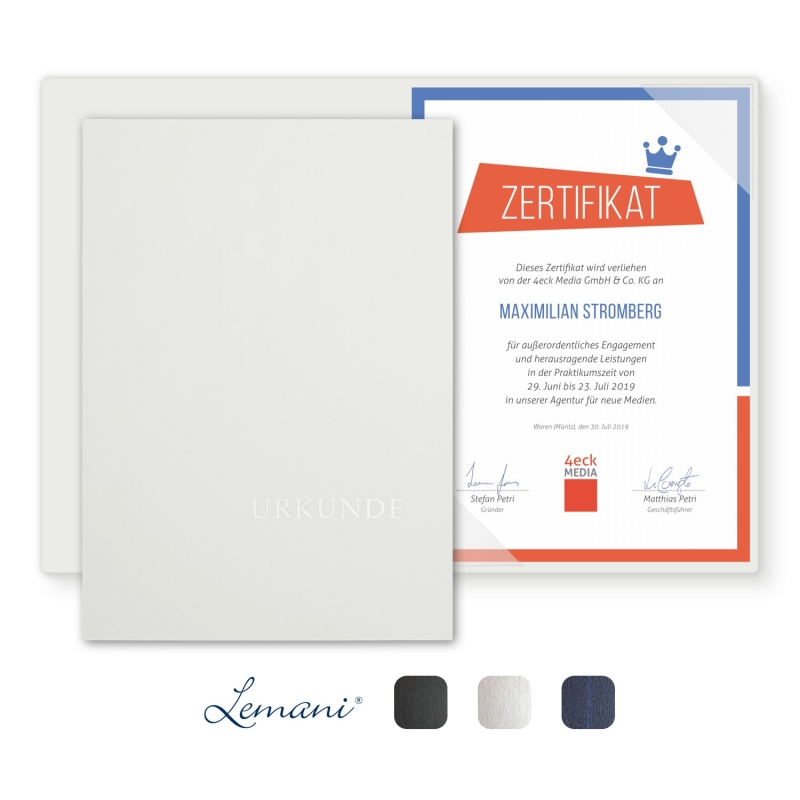 8 Stück Urkundenmappen Lemani® BASIC Textil-Design