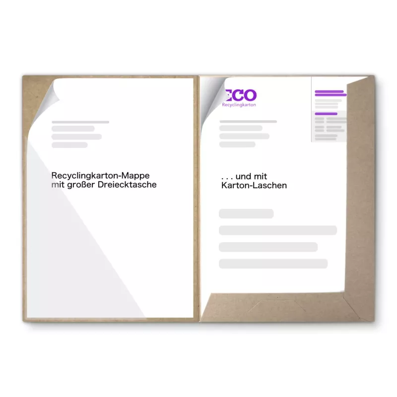 10 Stück Angebotsmappen mit Laschen und großer Dreiecktasche ECO Recyclingkarton (8933)
