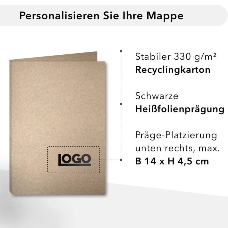 10 Stück Angebotsmappen mit Laschen und großer Dreiecktasche ECO Recyclingkarton (8933)