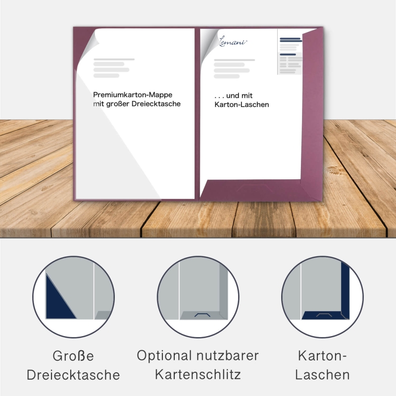 20 Stück Angebotsmappen mit Laschen BLexclusivdruck® Naturkarton
