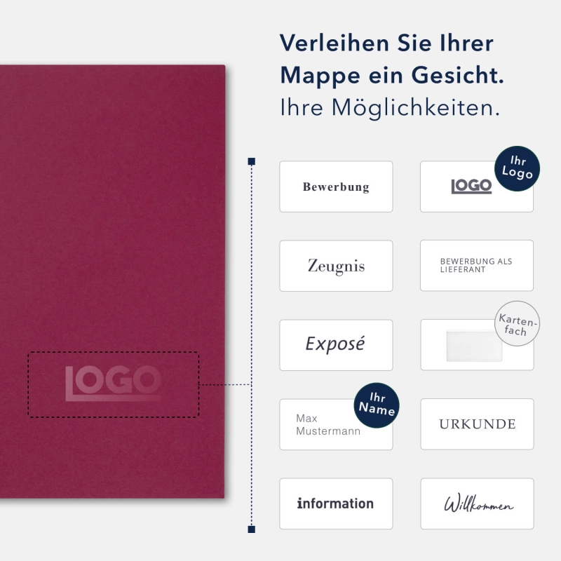 20 Stück Angebotsmappen mit Laschen BLexclusivdruck® Naturkarton