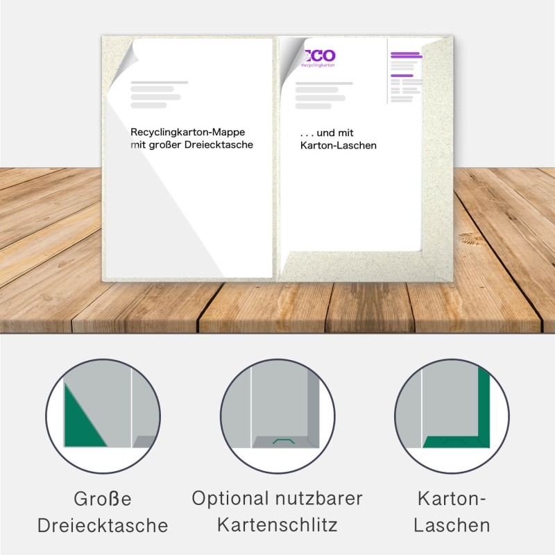 20 Stück Angebotsmappen mit Laschen BLexclusivdruck® Naturkarton