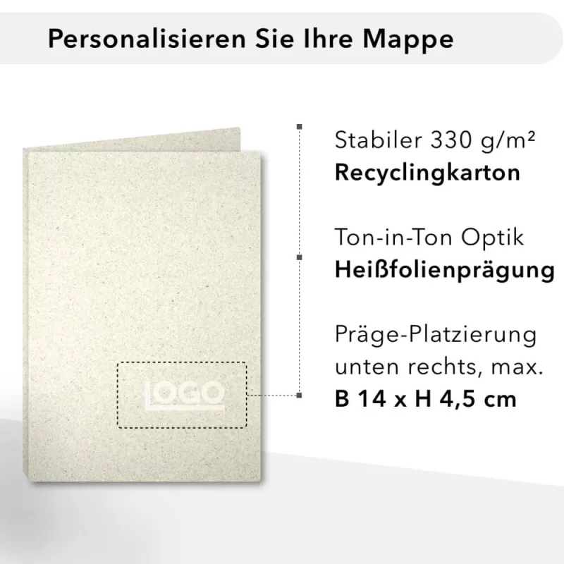 10 Stück Angebotsmappen mit Laschen und großer Dreiecktasche ECO Recyclingkarton (8923)