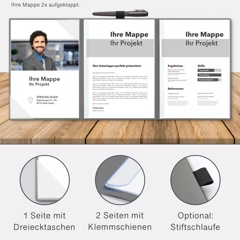 5 Stück Hotelmappen BL-exclusivdruck® OPTIMA-plus Naturkarton