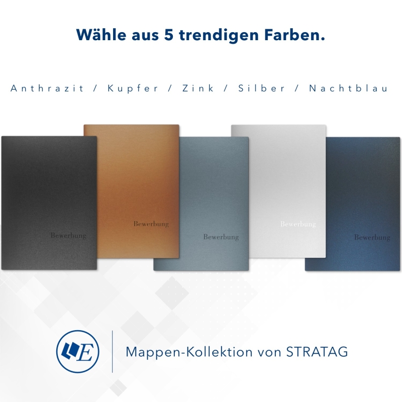 8 Stück Vertragsmappen mit Abheftstreifen Esclusiva® Classic-plus Metallic-Effekt