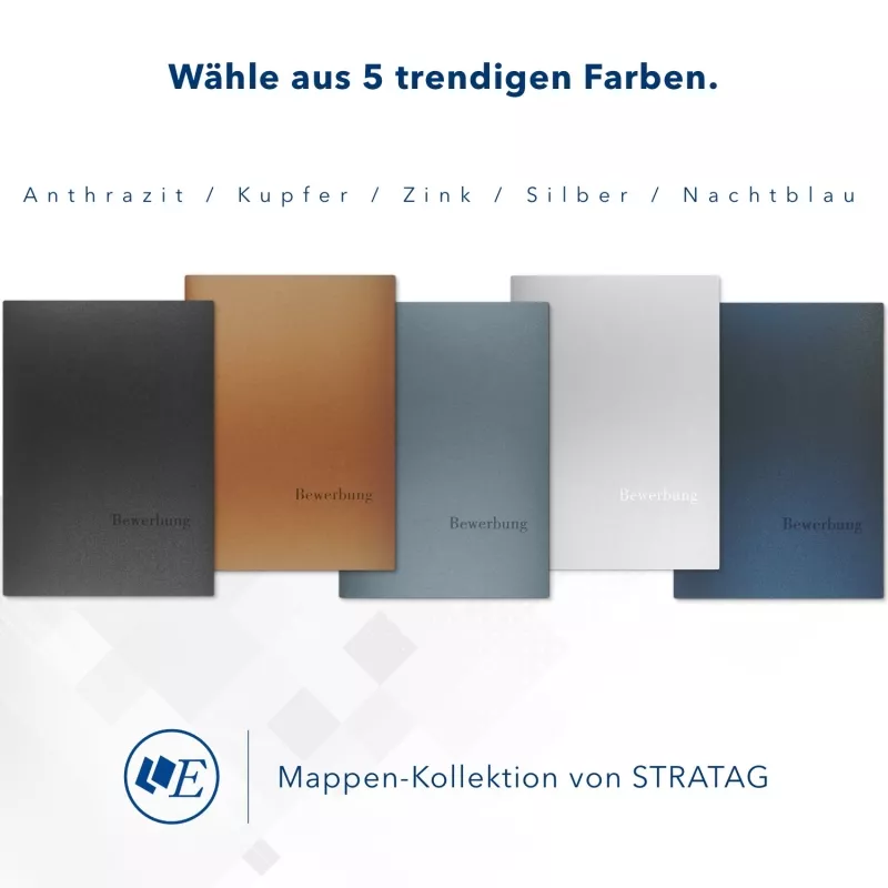 8 Stück Vertragsmappen mit Abheftstreifen Esclusiva® Classic-plus Metallic-Effekt