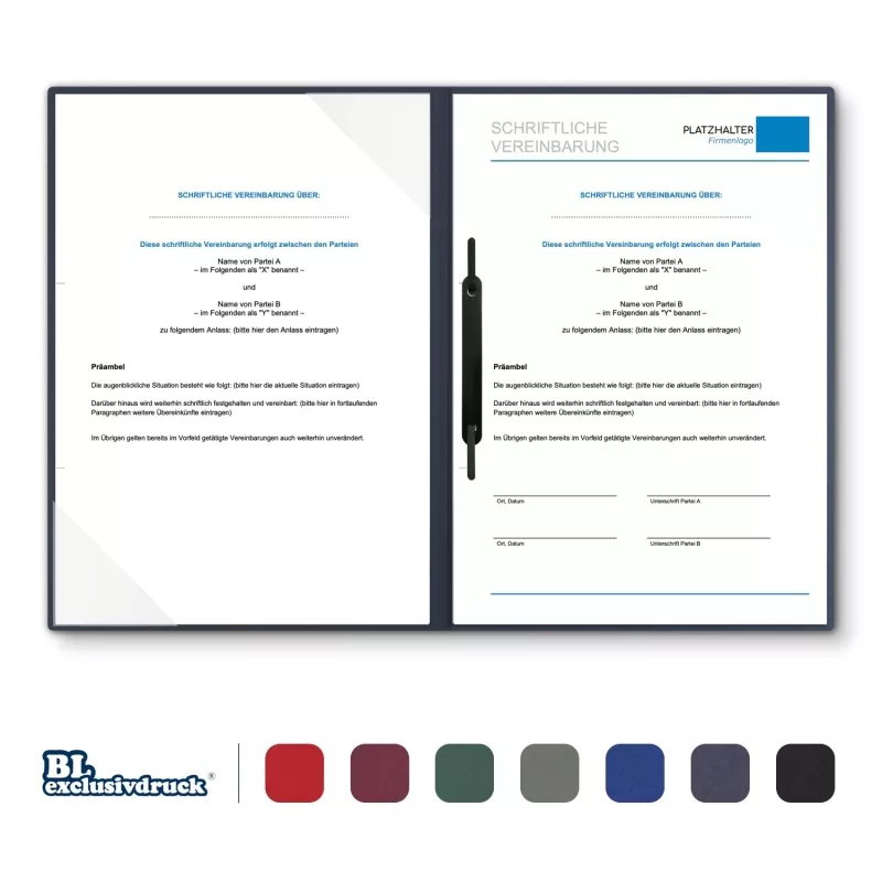 8 Stück Vertragsmappen mit Abheftstreifen BL-exclusivdruck® BL-plus Naturkarton