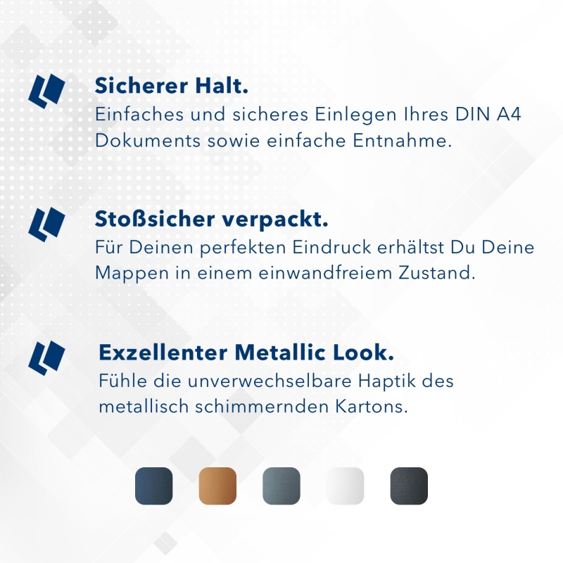 8 Stück Vertragsmappen mit Abheftstreifen Esclusiva® Classic Metallic-Effekt