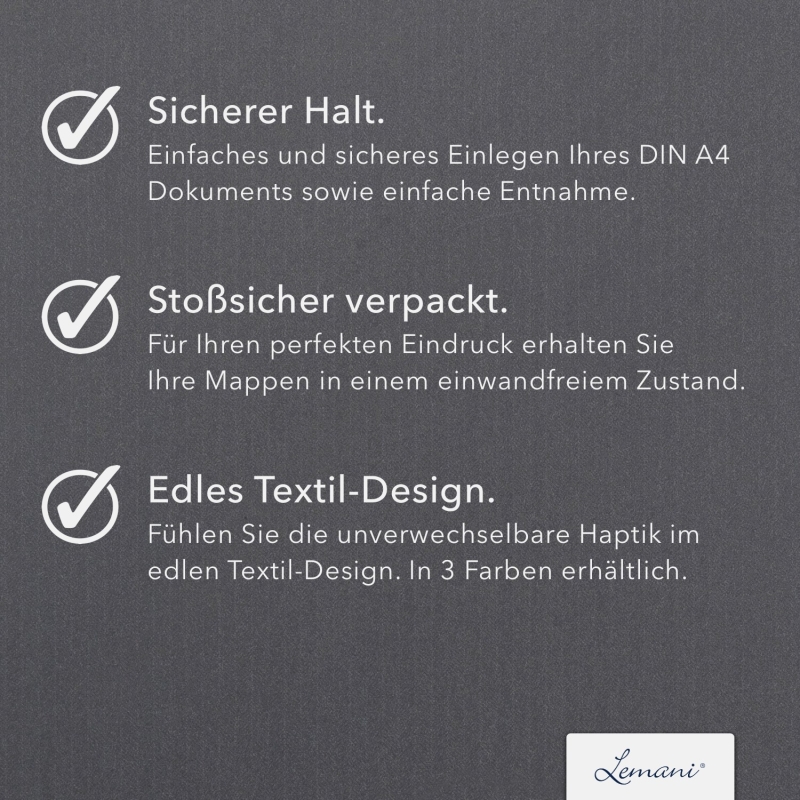 5 Stück Vertragsmappen mit Abheftstreifen Lemani® SMART Textil-Design