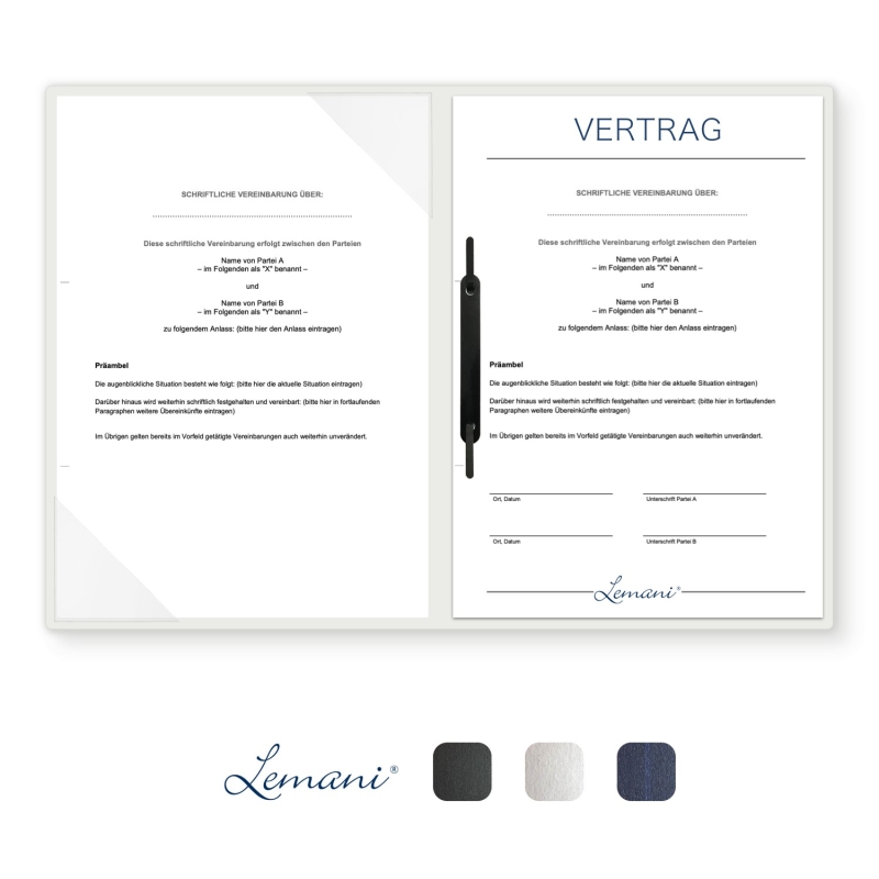 8 Stück Vertragsmappen mit Abheftstreifen Lemani® CARISMA Textil-Design