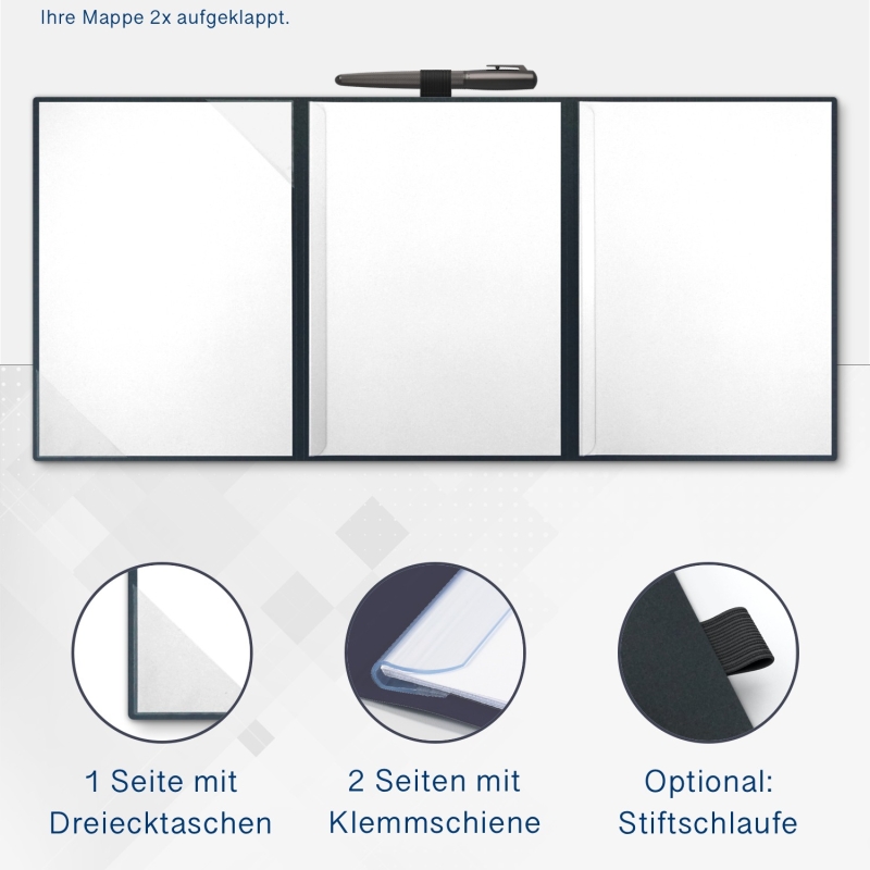5 Stück 4-teilige Werbemappen Esclusiva® Exzellent-plus Metallic-Effekt